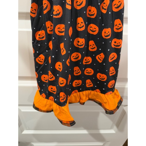 New Abby & Evie Halloween Dress Girl's Size 3 Pumpkin Plaid Polka Dot Party Lace - Picture 4 of 6